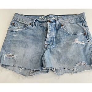 Madewell Relaxed Denim Shorts Womens 26 Distressed Raw Hem